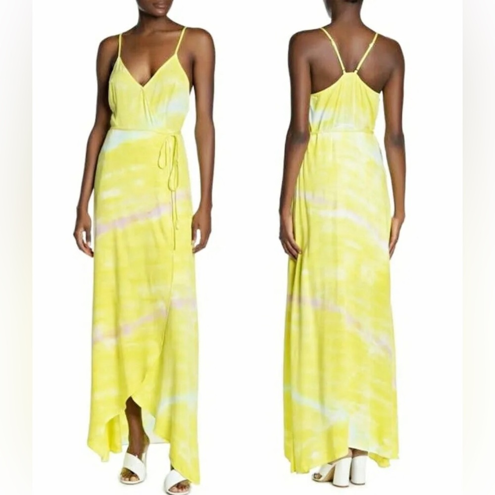 Young Fabulous & Broke Lorelei  Yellow Tie Dye Maxi Dress Size S NWOT